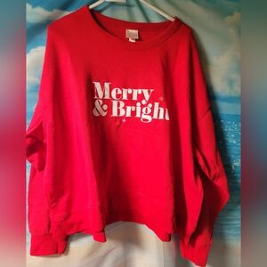 Wondershop Target NWT Women's Red Christmas Sweatshirt Merry & Bright‎ Size 2X